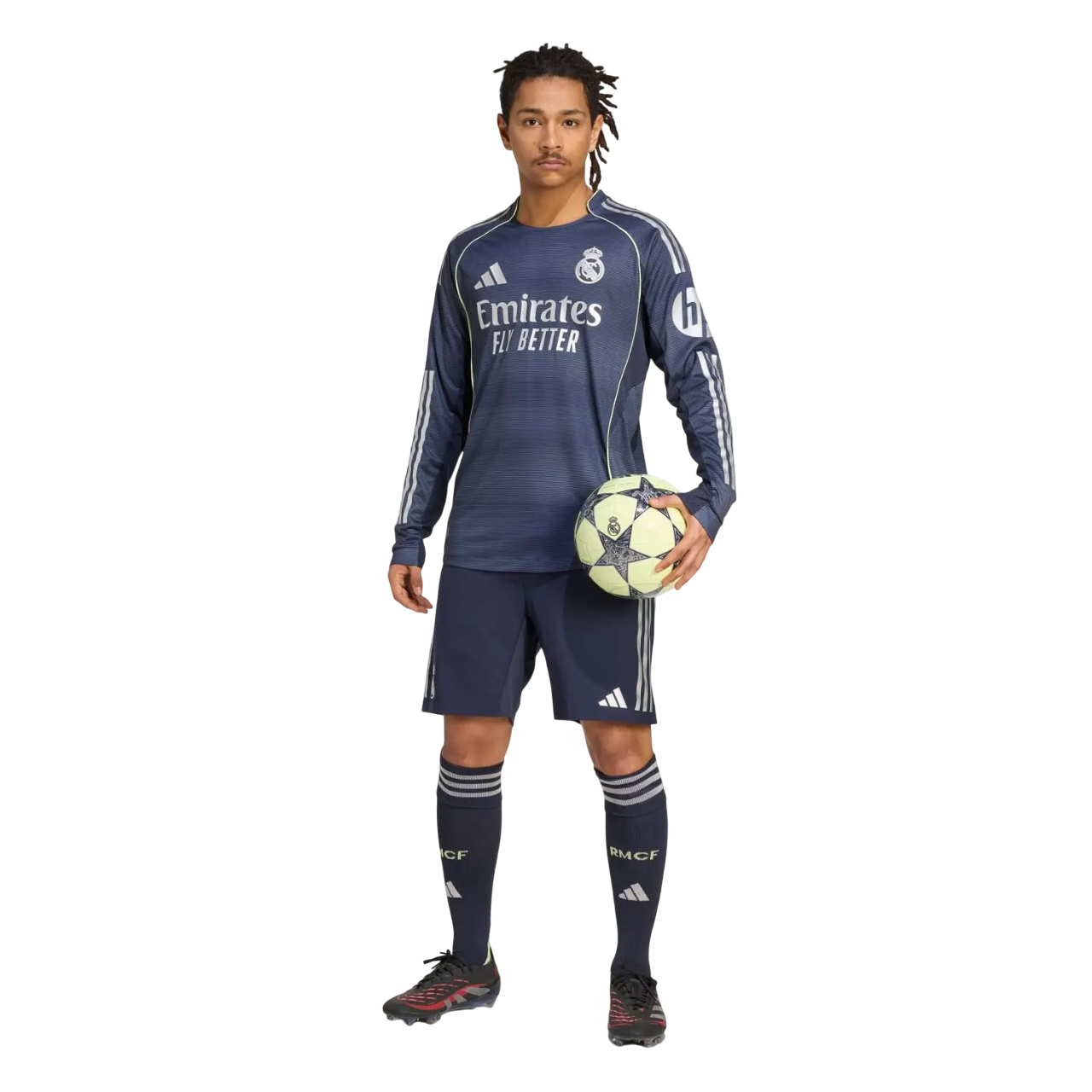 Camisa Real Madrid II Manga Longa 25/26 Torcedor Adidas - Azul Marinho
