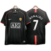 Camisa Manchester United II 2007/2008 - Preta - Retrô - RONALDO 7