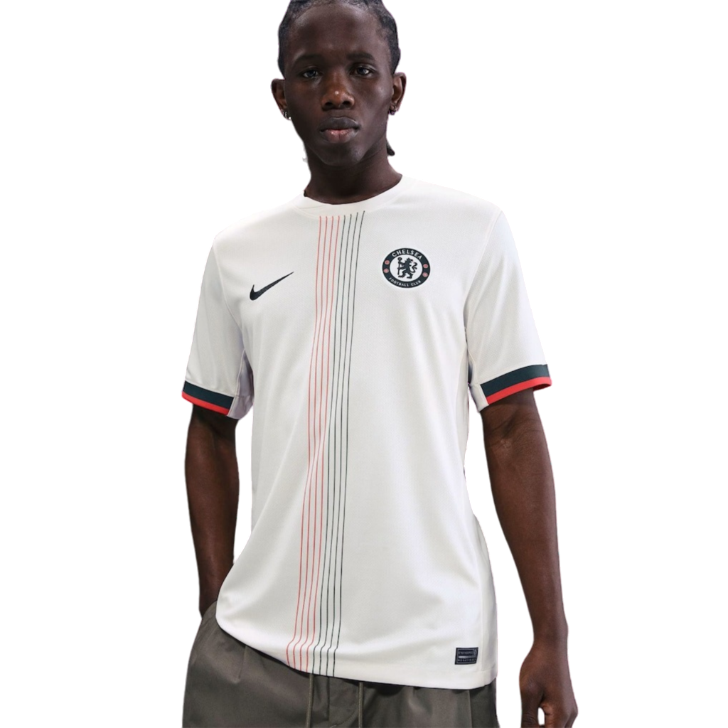 Camisa Chelsea II 25/26 Nike Torcedor Masculina - Branca e Laranja