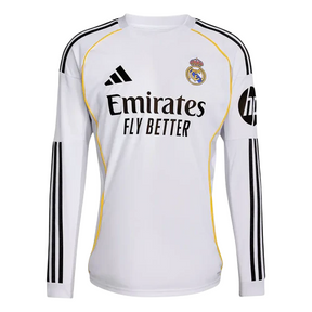 Camisa Real Madrid I Manga Longa 25/26 Torcedor Adidas - Branca
